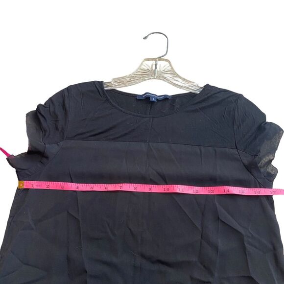 French Connection Polly Raw Edge Semi Sheer Layered Top Size S Black High Low - Picture 8 of 8